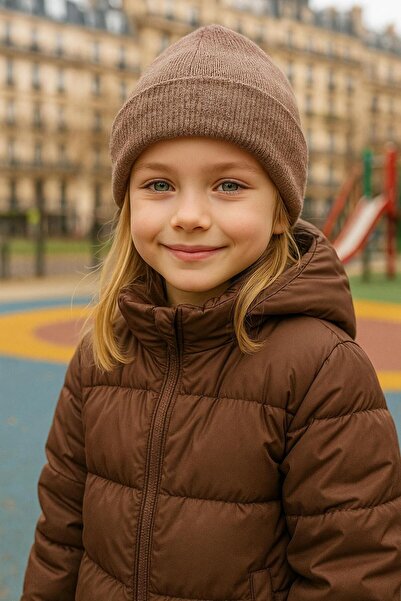 FELLMENS Brown Basic Girl's Beret 7-12 Years Old