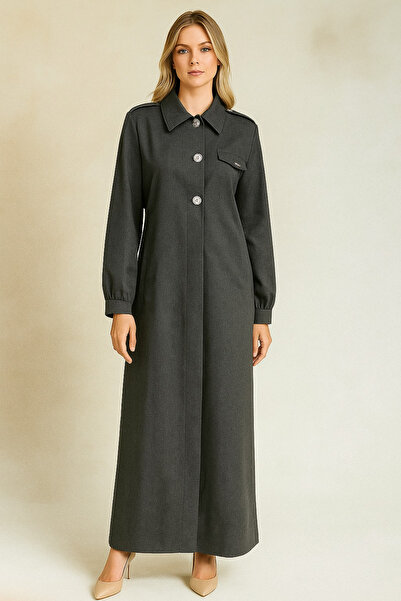 Doque 57018 ÖNDEN DÜĞMELİ KOL UCU MANŞETLİ OMZU APOLETLİ KABAN #10-25#