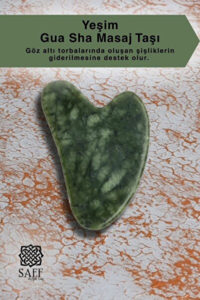 Saff Doğal Taş Sertifikalı Yeşim Gua Sha Masaj Taşı