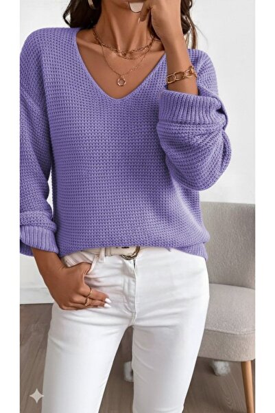 VogueEra Equri̇ Women's Long Sleeve V-Neck Buttoned Knit Blouse