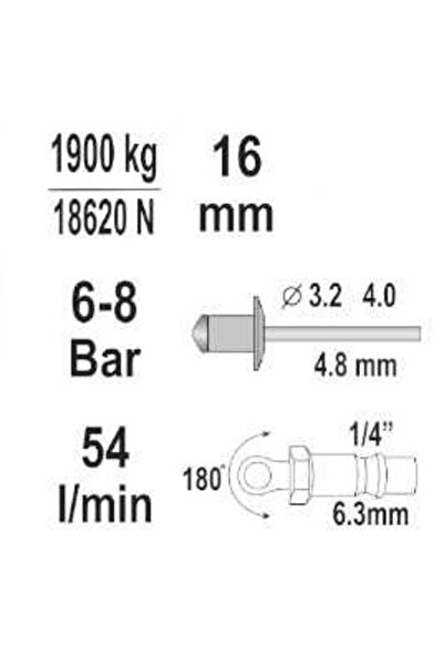Maxrom Dispozitiv pneumatic pentru nituire pop-nituri 3,2 / 4,0 / 4,8 mm KD5464