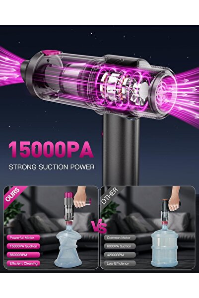 Generic 4 in 1 Air Duster Portable Mini LED Light 15000PA Cordless Handheld Car Vacuum Cleaner