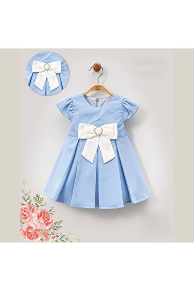 Micii Ștrumfi Rochie Anastasia pentru fete - Albastru pastel, 100% bumbac