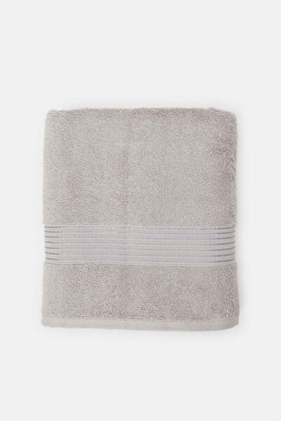 REDTAG Grey Soft Cotton Bath Towel With Viscose Border