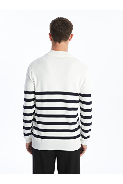 LC Waikiki Ανδρικό πλεκτό πουλόβερ με μακρυμάνικο ριγέ γιακά