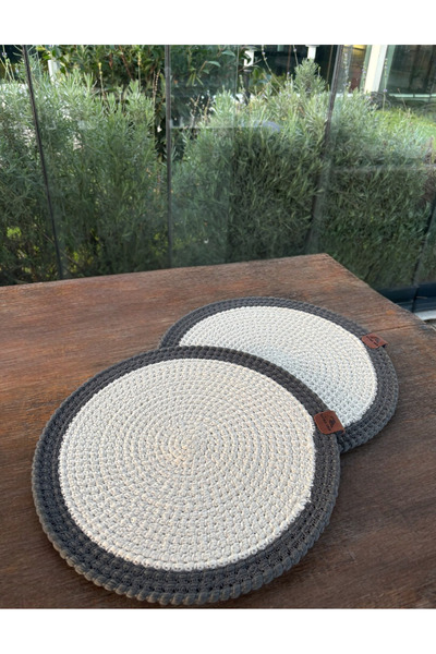 homeınn 2-Person Round American Tablecloth Stain Resistant - Supla White/Anthracite 33X33 cm