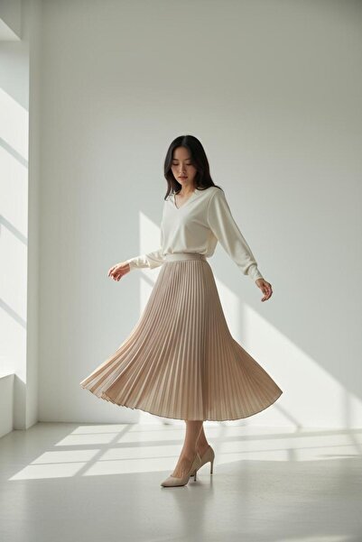 OwenLife Owen Life Regular Standart Kalıp Pamuklu Piliseli Kumaş Kaliteli Etek