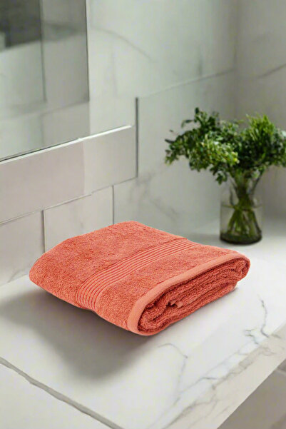 REDTAG Orange Soft Bath Towel With Viscose Border