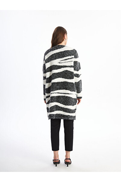 LC Waikiki Ecru Shawl Collar Patterned Women's Knitwear Cardigan