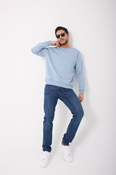 Giyimyol Ανδρικό φούτερ – Basic, Crew Neck, Άνετο Εφαρμογή, Μαλακό βαμβακερό ύφασμα, oversized