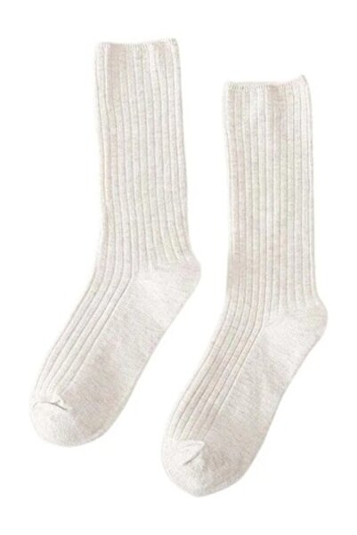 Mixbo - Șosete simple pentru femei, albe, viscoză, 35-38