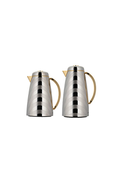 ALSAIF Al Saif 2-Piece Coffee and Tea Thermos Set / Elegant Design to Suit All Tastes - Gold Nickel - 1.0/1.7 Liters