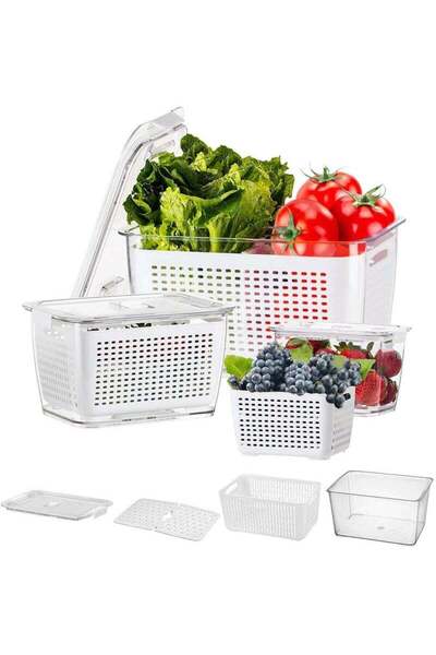 Arabest وعاء مصفاة طعام 6 في 1، عبوة من 3 قطع، للثلاجة، 0.5 لتر، 2 لتر، 4 لتر...