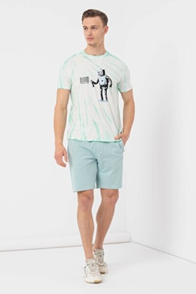 Guess Cotton Tie-Dye Graphic T-Shirt, Black/White/Mint, Size S