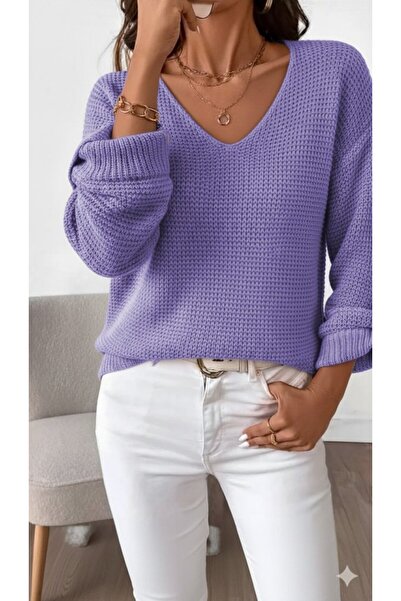 VogueEra Equri̇ Women's Long Sleeve V-Neck Buttoned Knit Blouse