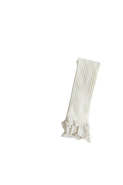 Mixbo - Colanți pentru copii fără degete cu dantelă, bumbac gros, albi, 2-3 a...