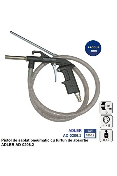 Maxrom Pistol de sablat pneumatic cu furtun de absortie ADLER AD-0206.2