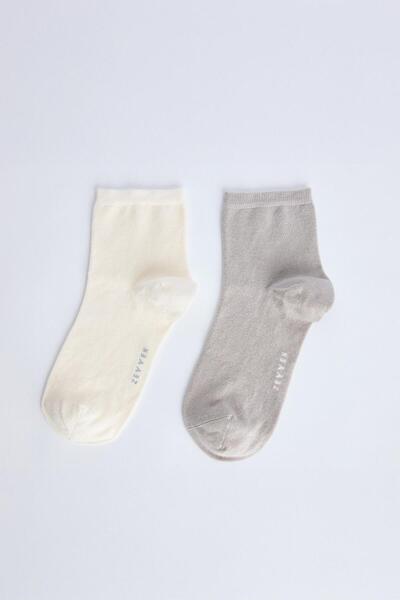 Zeyyen 2'Lİ BAMBU ÇORAP SET EKRU-TAŞ