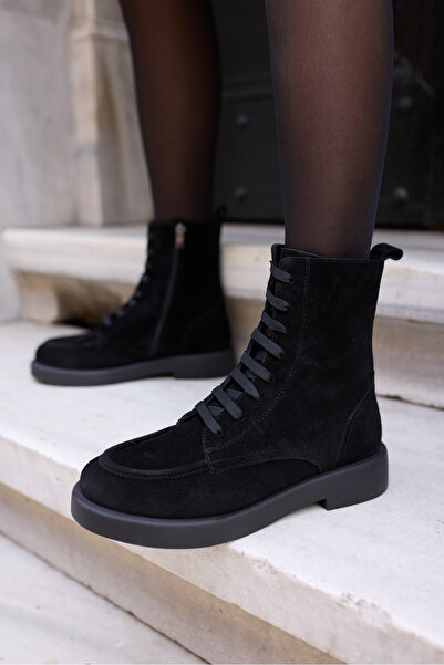 ANGELİNA JONES PARVİNİ KADIN SİYAH GERCEK SUET BOT