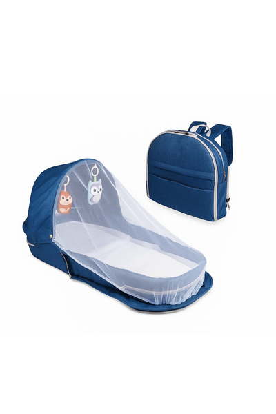 Factory Price 2-in-1 Portable Baby Sleeper & Storage Bag With Bug Net - Blue