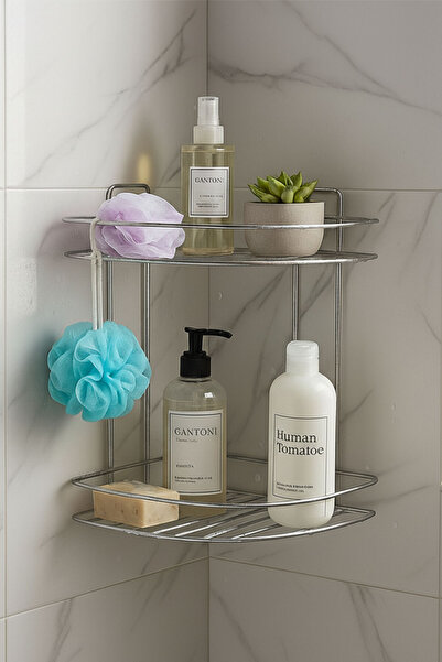 NZB رف زاوية للاستحمام في الحمام، طبقتين، من الكروم المقاوم للصدأ، حامل شامبو...