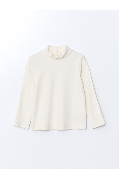LC Waikiki Lcw Kids Ecru Half Turtleneck Girl's Sweater
