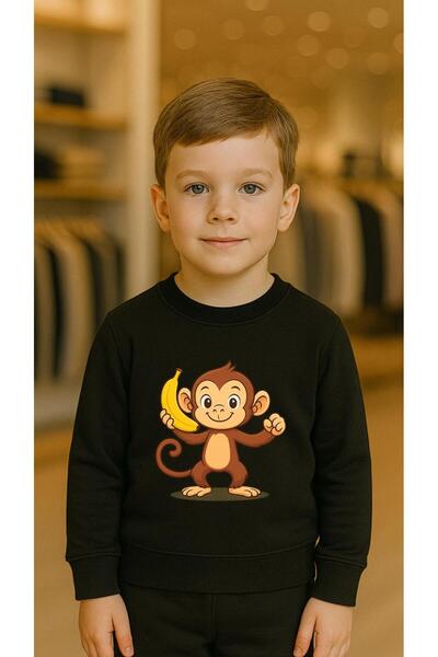 playwear Παιδικό Φούτερ Σετ Ρούχων με στάμπα MONKEY MUZ για Κορίτσια και Αγόρ...