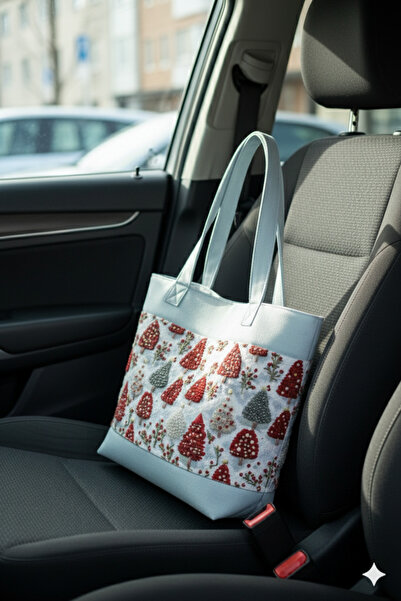 Otay Handmade Handmade Pine Trees Patterned Denim / Fabric Shoulder Bag