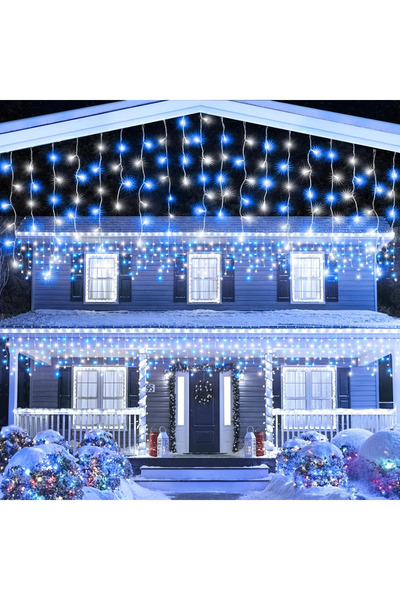 OricareFain Christmas Tree Installation, 20m, 500 Led, Outdoor/Indoor, White Wire, Interconnectable, White/Blue