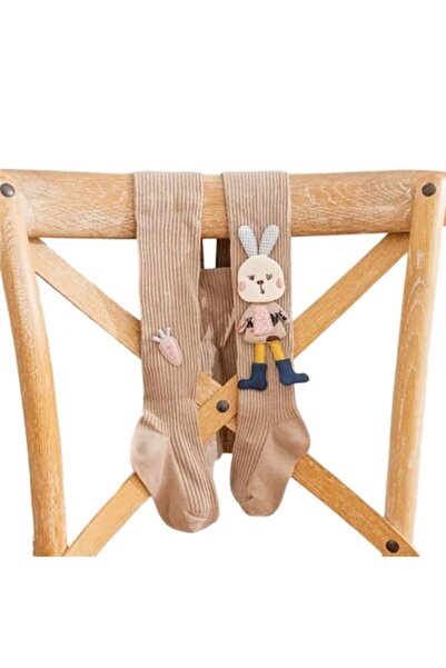 Mixbo colanți pentru copii cu talpă, model iepuraș, bumbac gros, 6-12 luni, c...