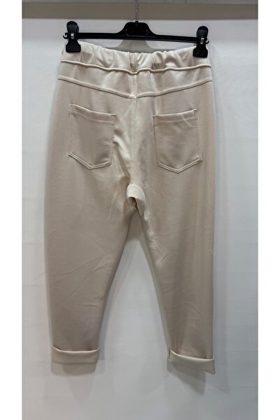 della moor Women's Beige Italian Pocket Stone Modal Pants