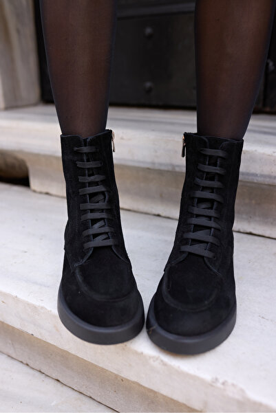 ANGELİNA JONES PARVİNİ KADIN SİYAH GERCEK SUET BOT