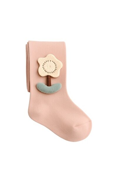 Mixbo - Children Tights with Sole, Powder Pink, Thick Cotton, 50 cm