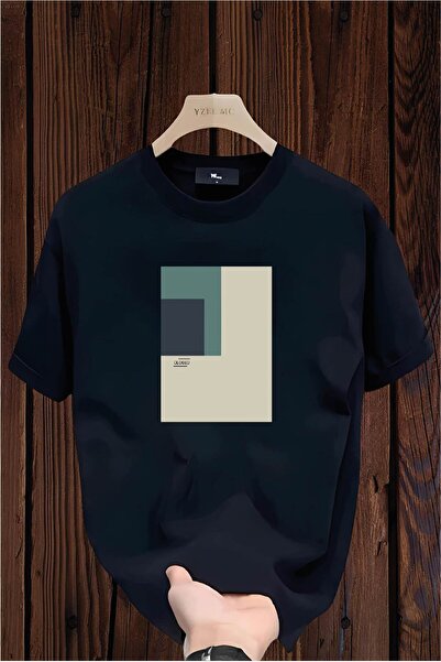 donamod تيشيرت مغلق ديسن مطبوع من القطن الأسود والأبيض ذو قصة مريحة للجنسين