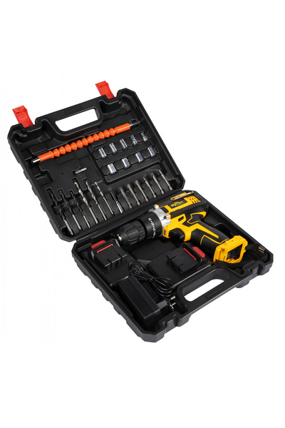 Mustang self-tapping screw driver, 2 batteries,26 V,with percussion,27 accessories,350/1350/3000 rpm