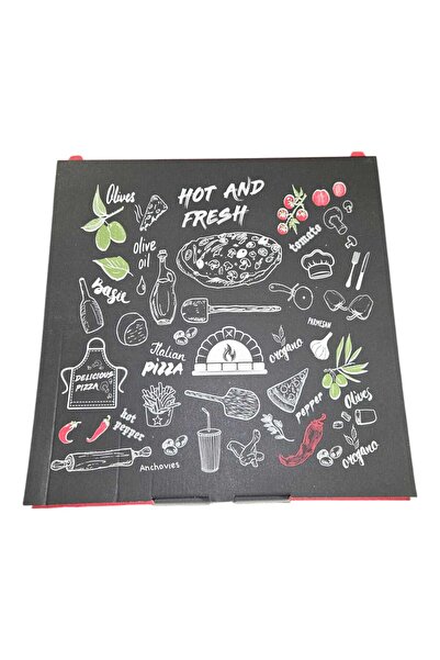 Kuzeykutu 32 cm Renkli Pizza Kutusu Mix Baskılı 32 x 32 x 3 cm -150 Adet