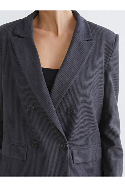 LC Waikiki Double-Breasted Lapel Women's Velvet Blazer Jacket