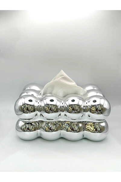 DVINA Metallic bubble design tissue box, modern decor, shiny silver