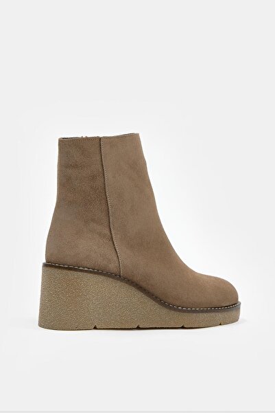 NILUFARR Μπότες Maranda Mink Suede από γνήσιο δέρμα με σφήνα τακούνι