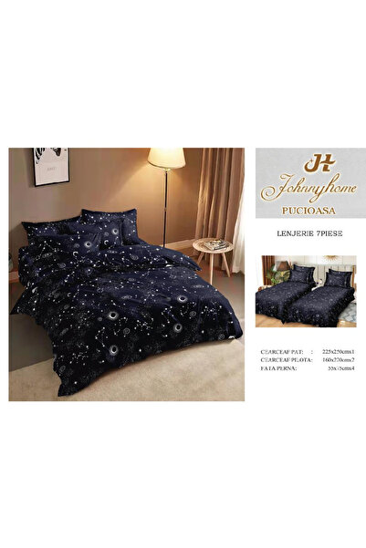 FIONNA.RO Lenjerie Din Bumbac Satinat 7 Piese Cu 2 Cearceafuri Pilota - Bleum...