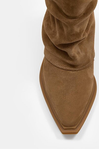 NILUFARR Lata Sigaro Suede Genuine Leather Heeled Boots