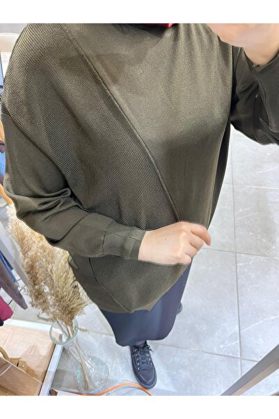 Tığ Triko Knitted Detailed Tunic Khaki