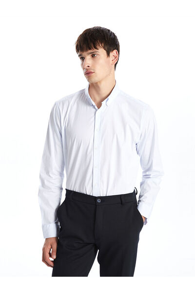 LC Waikiki Чоловіча сорочка з попліну в смужку з довгим рукавом