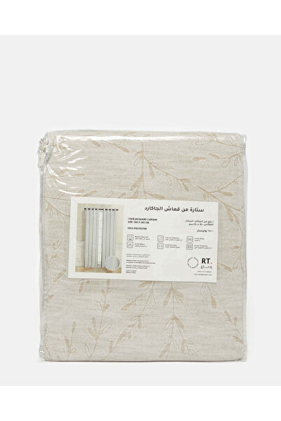 REDTAG Beige 1 Pair Botanical Jacquard Curtain (Without Lining)