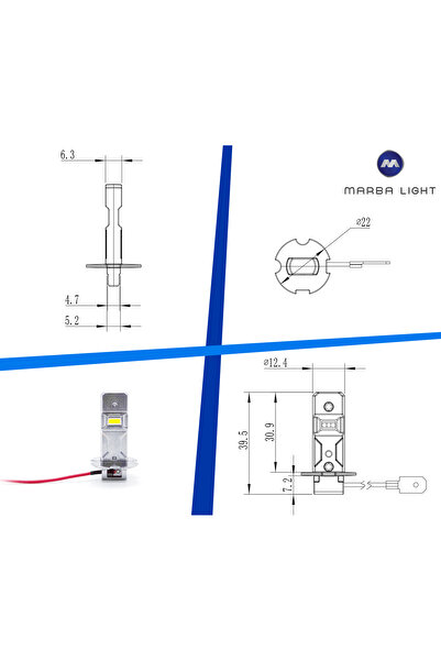 Other H3 LED Bulbs 1DO1 ORIGINAL SIZE HIGH EFFICIENCY