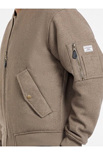 Guess Jeans Erkek Yün Karışımlı Bomber Ceket