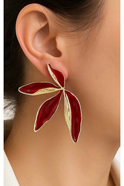 Vi store Çelik Bordo Flower Küpe