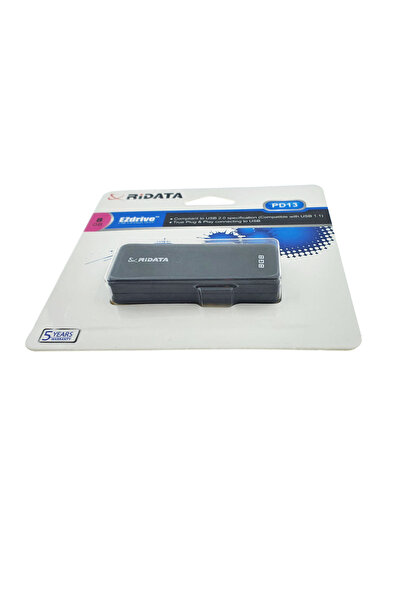 ridata USB 2.0 Flash Drive 8 GB, EZdrive PD13, retractable connector, black