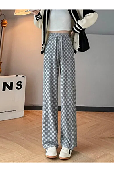 dorbe Comfy Checkered Pattern Drawstring Lounge Pants for Women