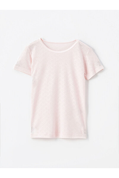 LC Waikiki Pink Crew Neck Short Sleeve Girls Undershirt 2-Pack